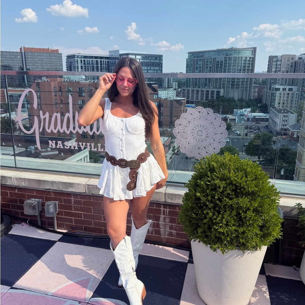 White Flowy Ruffle Romper